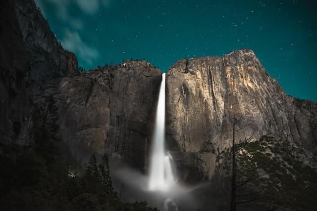 Waterfalls in the dark